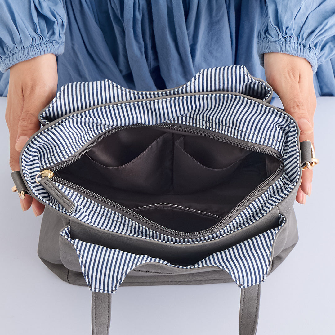 時短バッグ 合皮チャーム付き2wayハンドバッグ EL7153