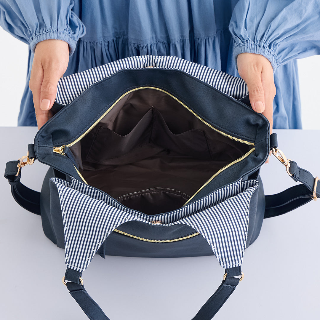 時短バッグ 合皮チャーム付き2wayトートバッグ EL7117