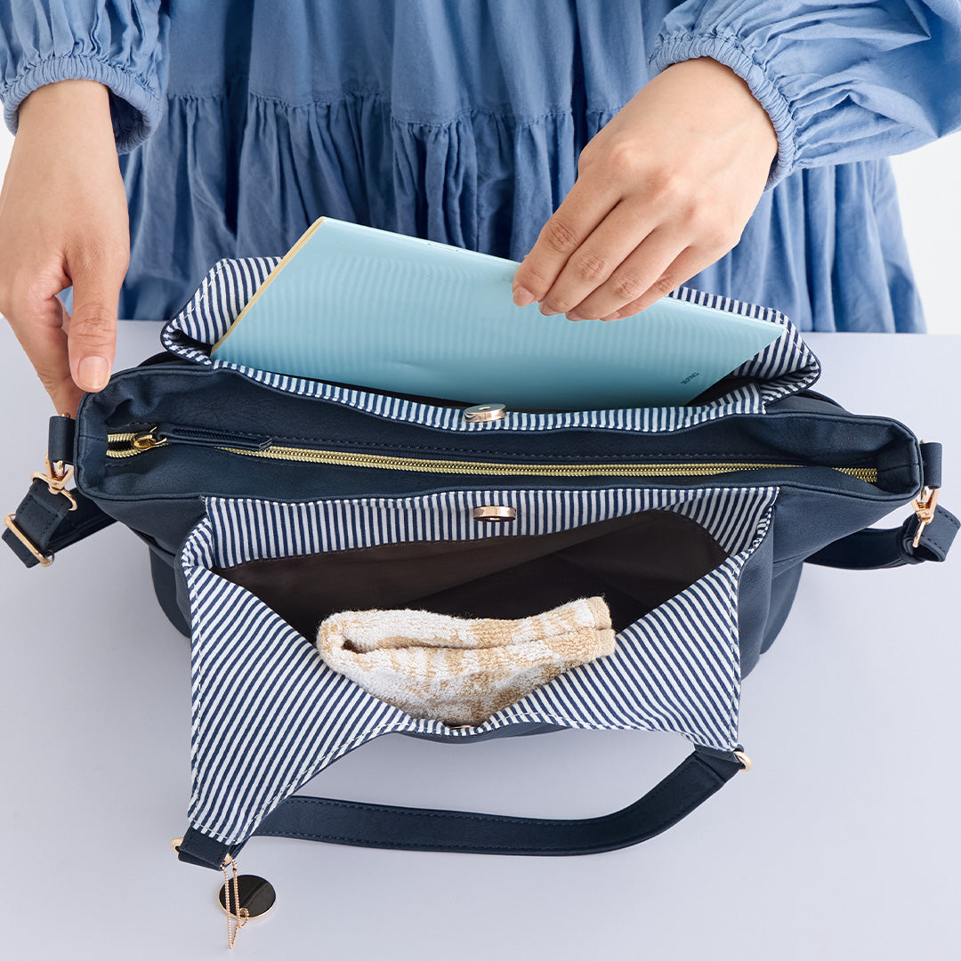 時短バッグ 合皮チャーム付き2wayトートバッグ EL7117