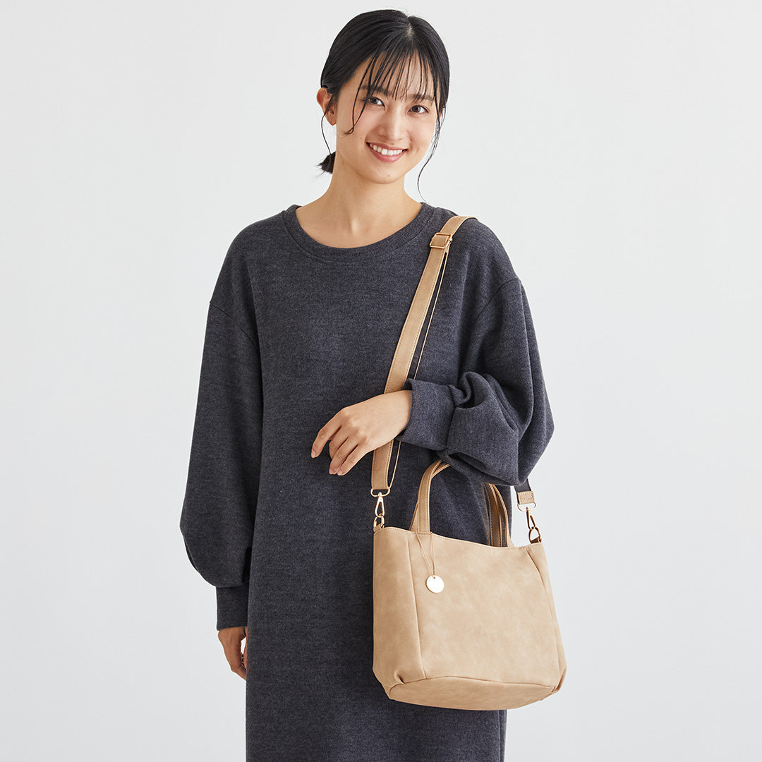 時短バッグ 合皮2wayハンドバッグ EL7158