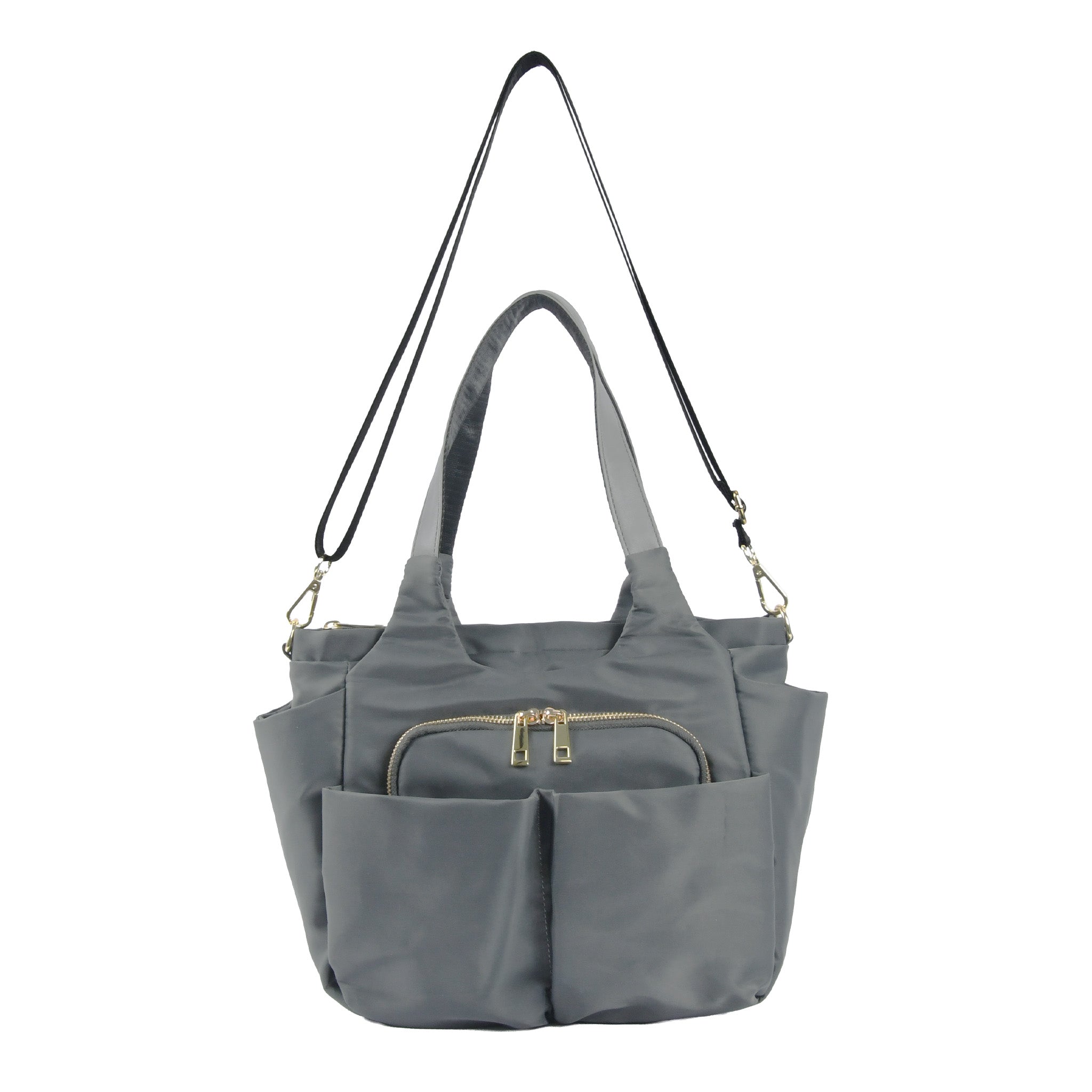 Wポケットナイロン2wayトートバッグ グレー