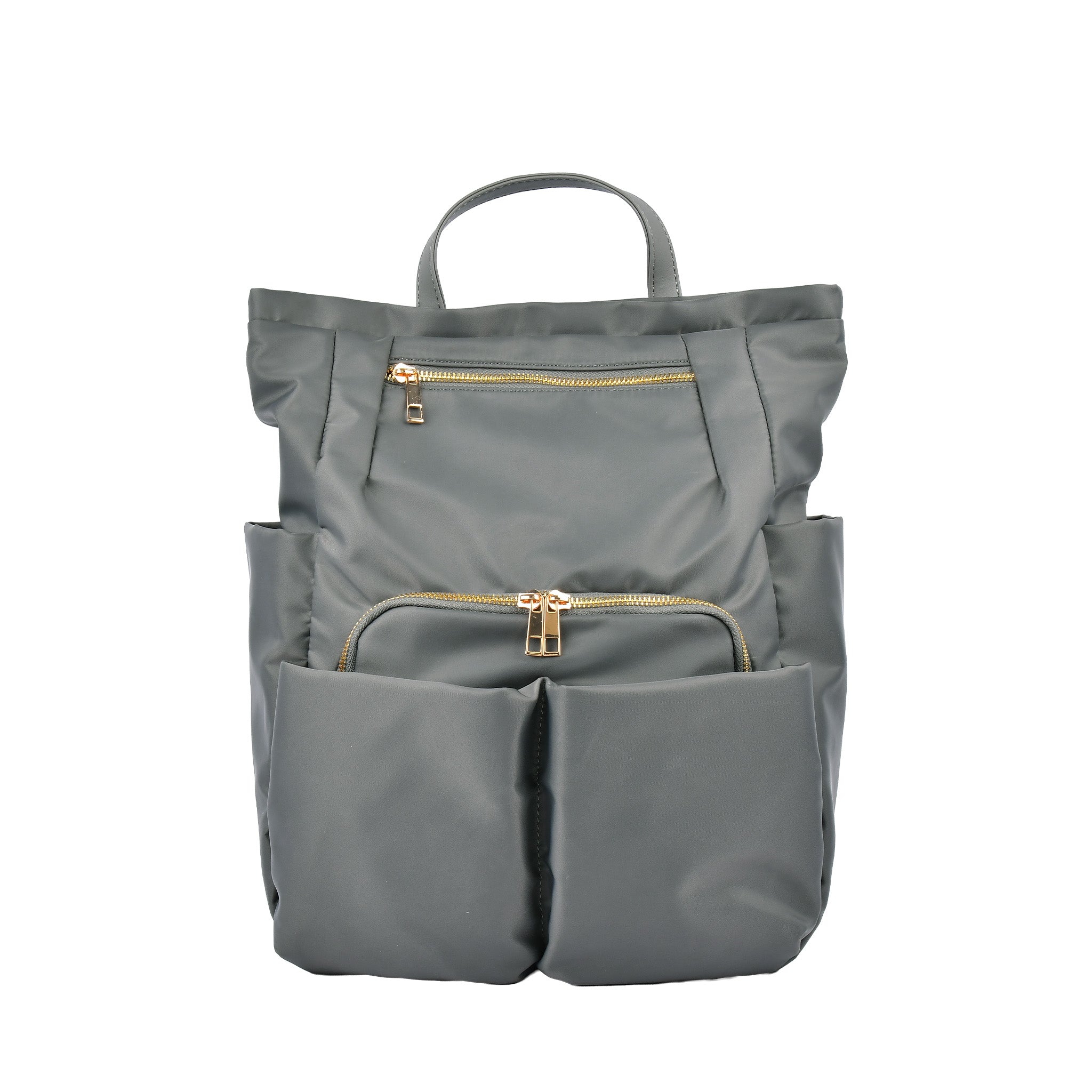 Wポケットナイロンリュック グレー