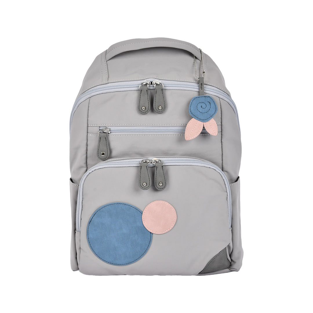 ナイロン丸モチーフリュック グレー 正面