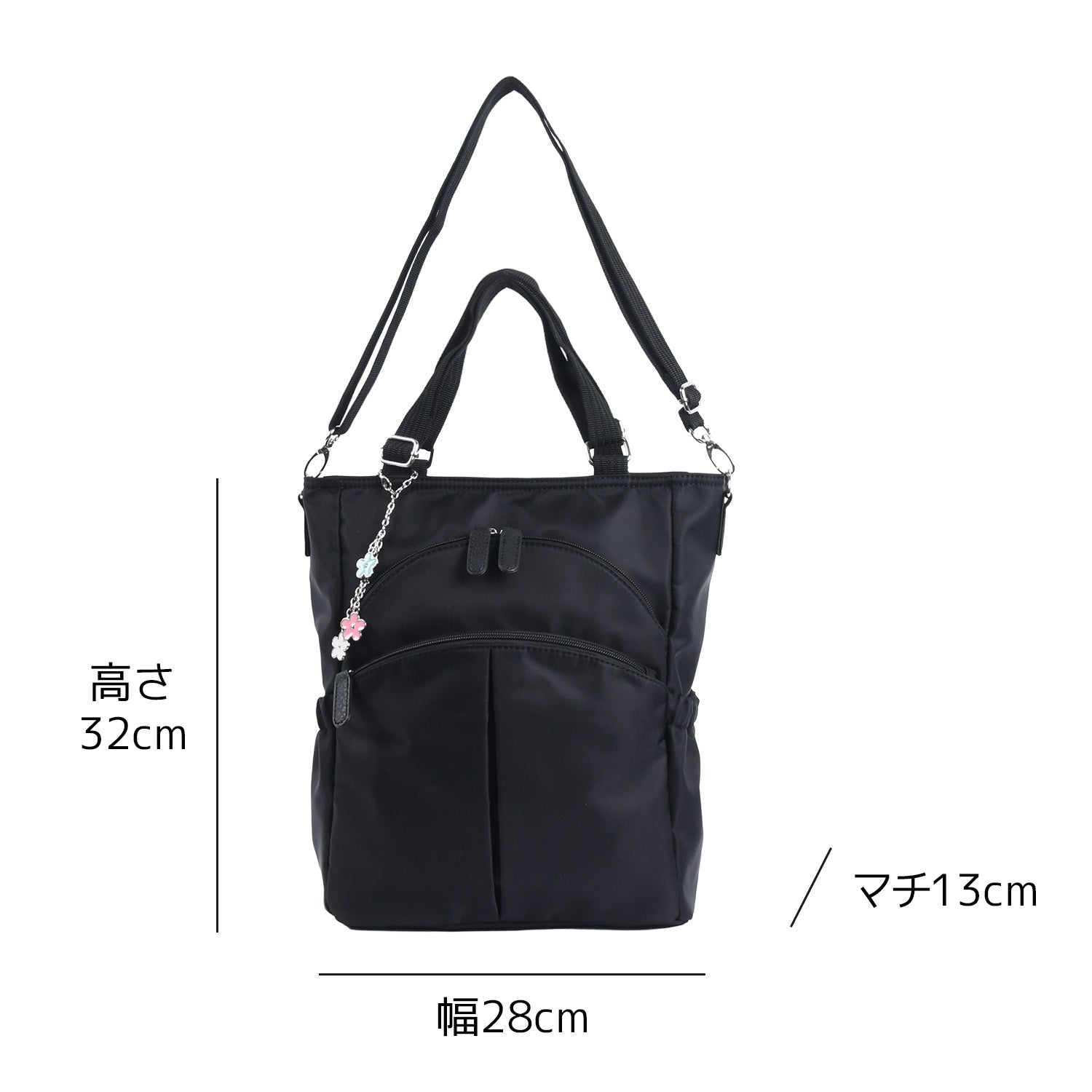 ZAZA はっ水ナイロン花チャーム付き4wayバッグ EL5629