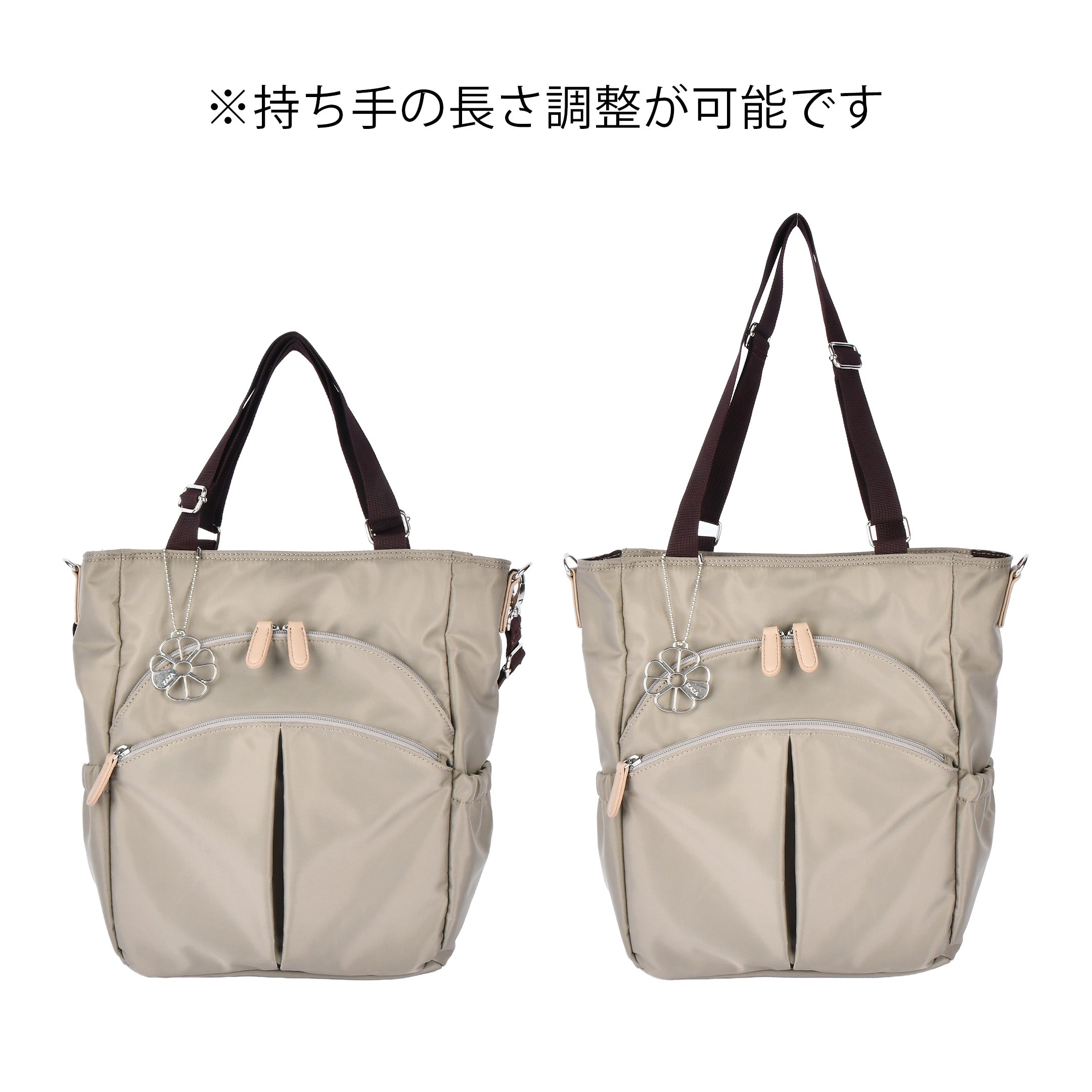ZAZA はっ水ナイロン花チャーム付き4wayバッグ EL5629