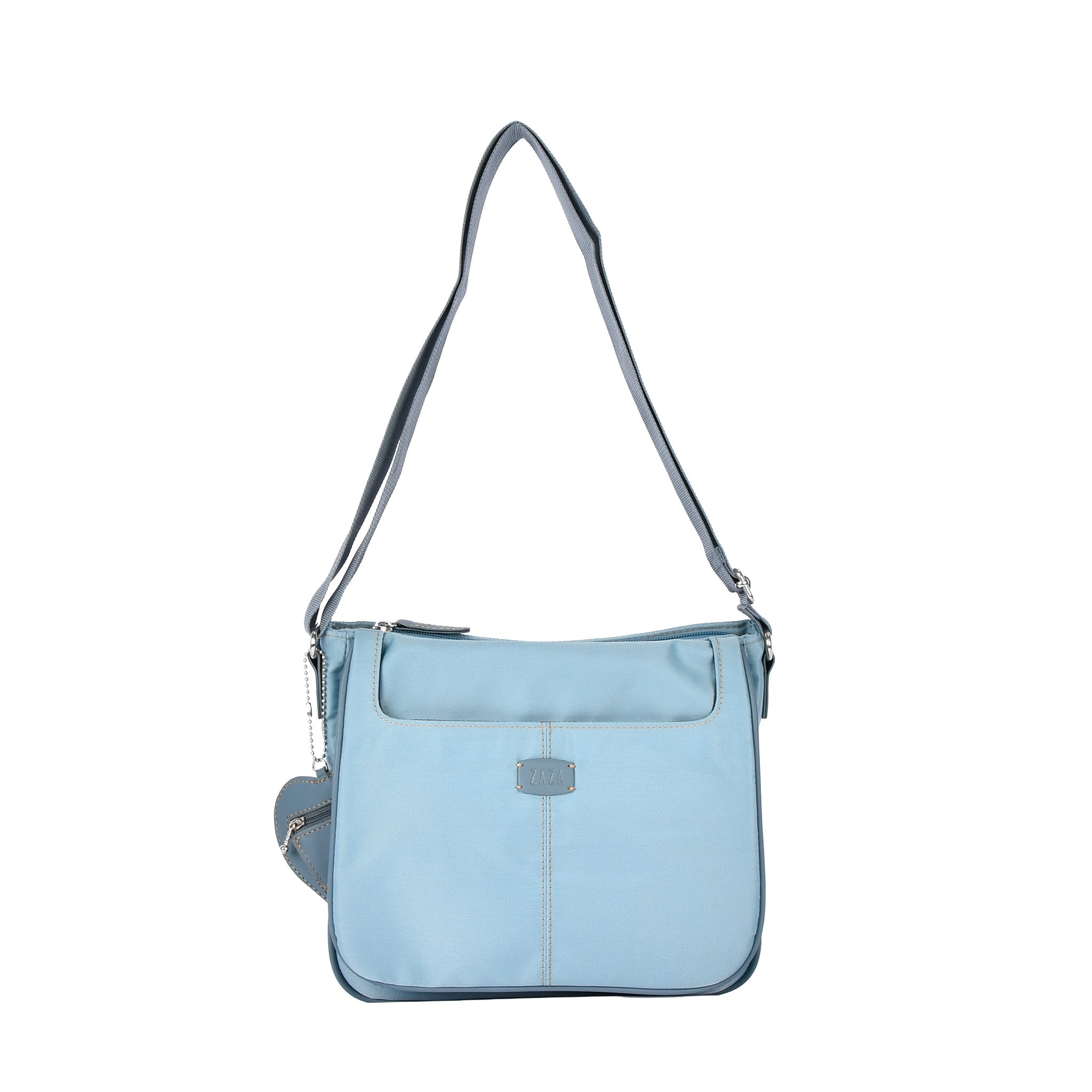 シワナイロンリンゴチャーム付きショルダーバッグ ブルー