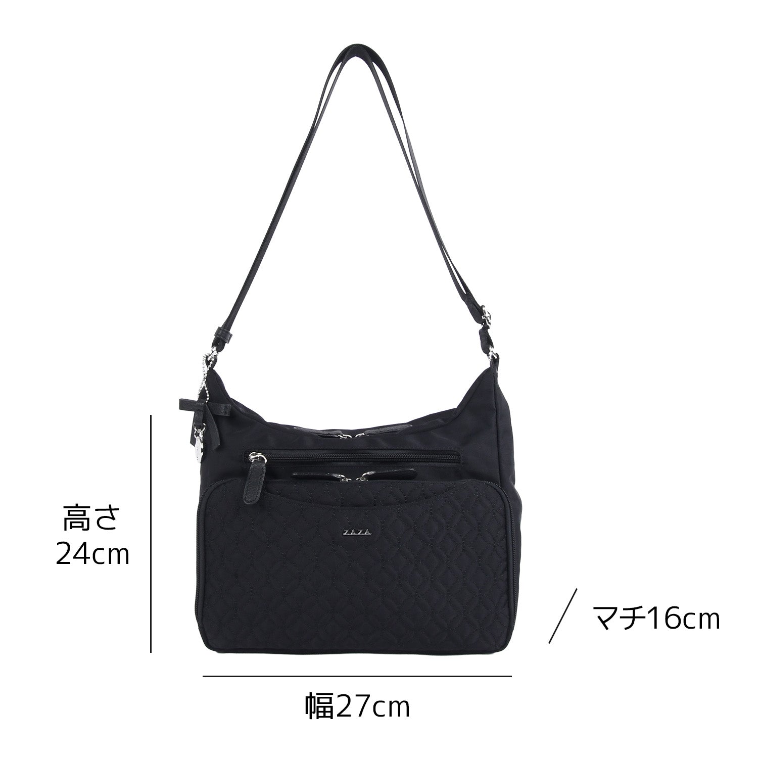 ZAZA キルトリボン猫チャーム付きショルダーバッグ EL7142