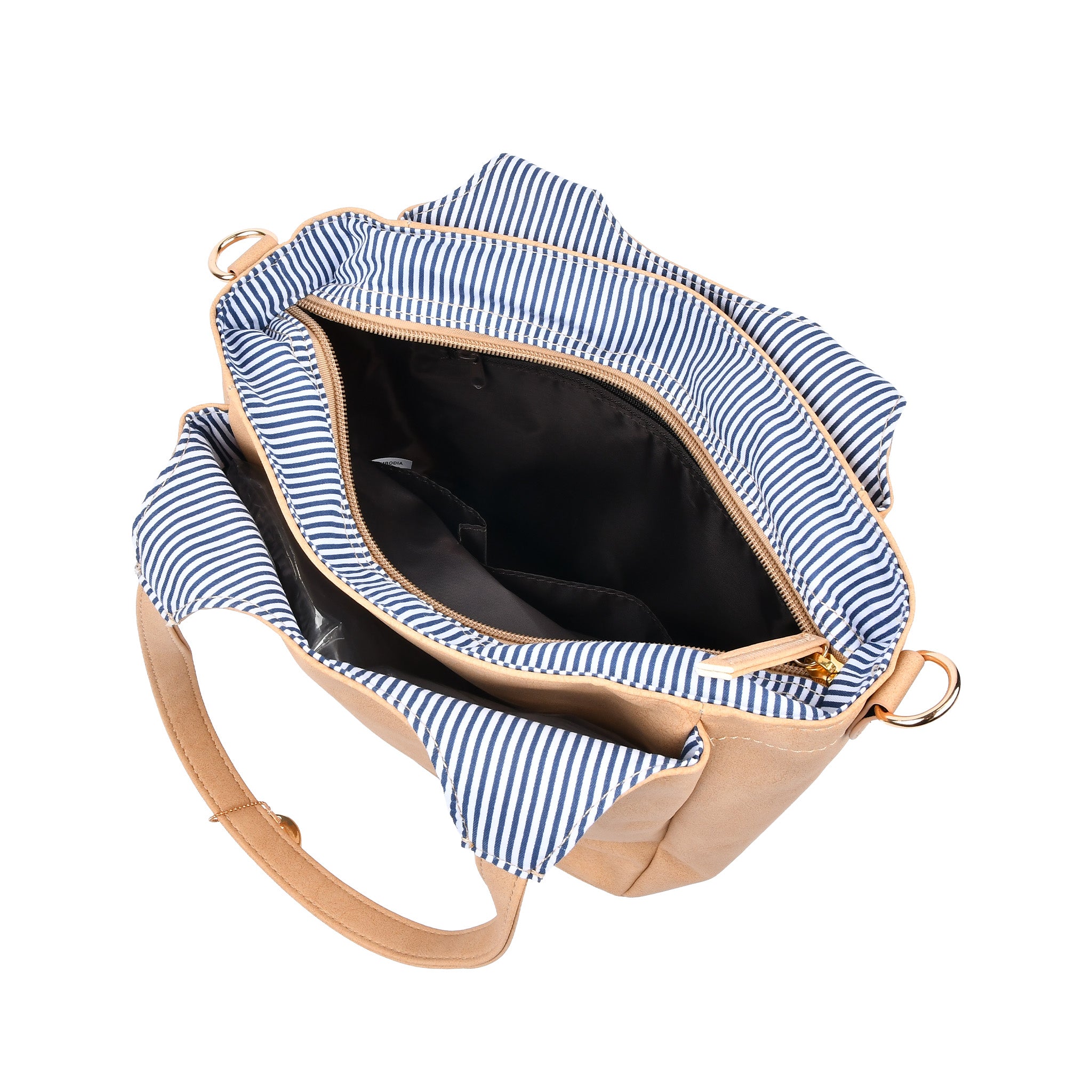 合皮チャーム付き2wayハンドバッグの内側収納