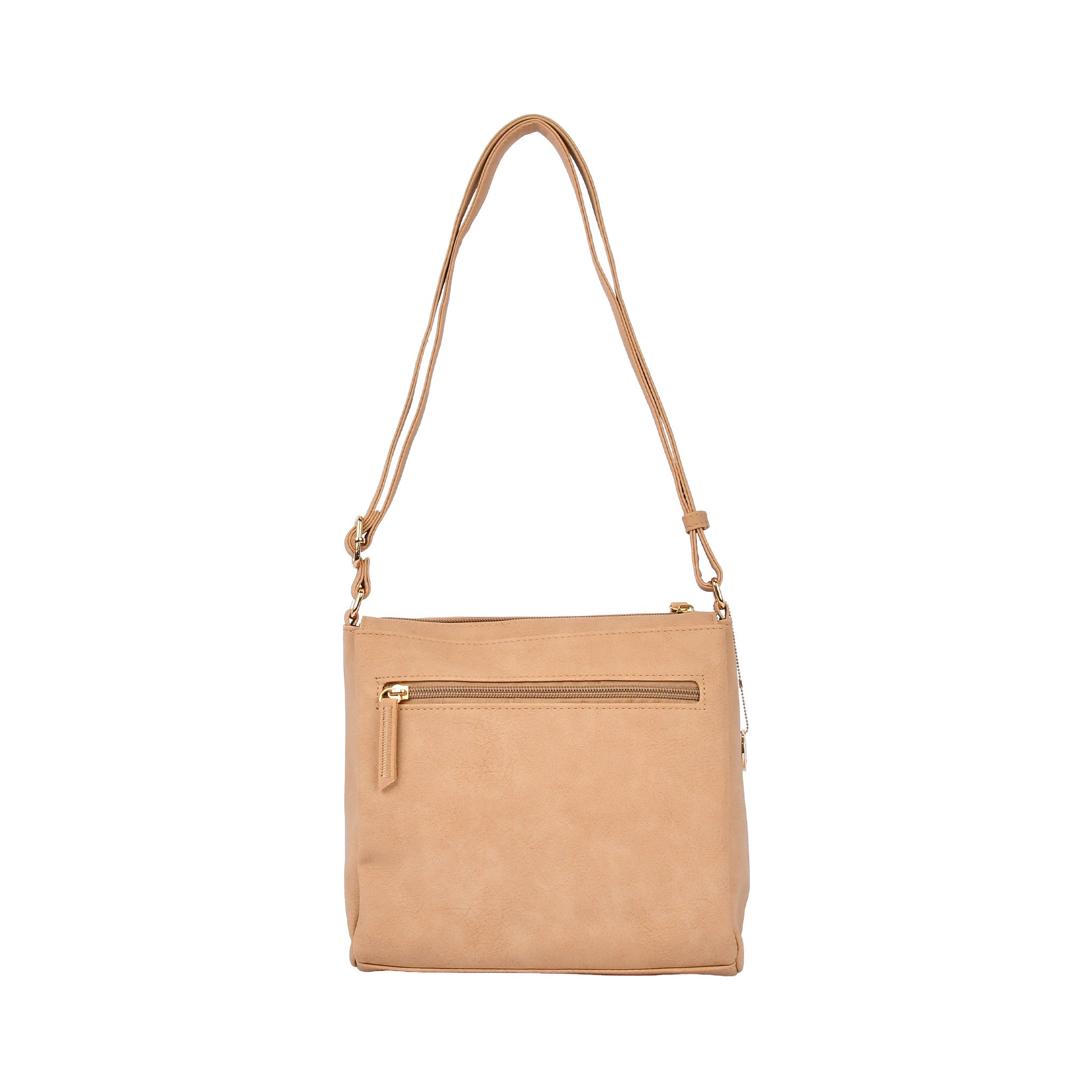 合皮チャーム付きショルダーバッグ ベージュ 背面