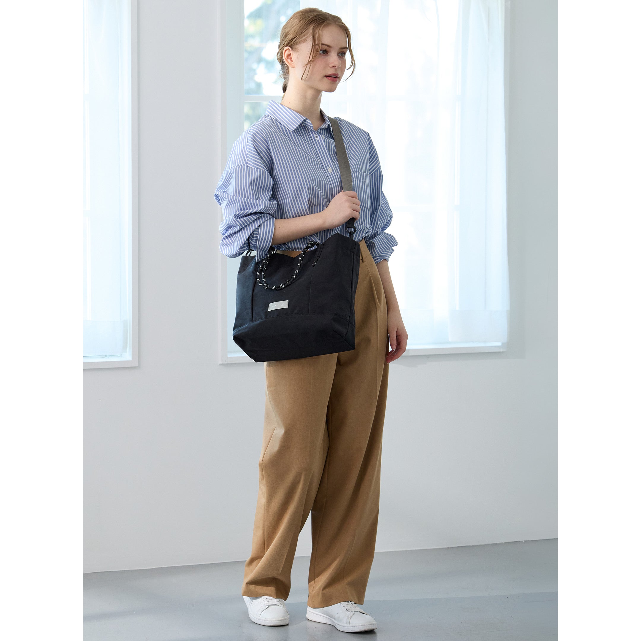 *nap ロープハンドル2wayハンドバッグ/通勤/デイリー/お出かけ/2way/ナイロン/A4対応/はっ水/軽量/ショルダーベルト付き