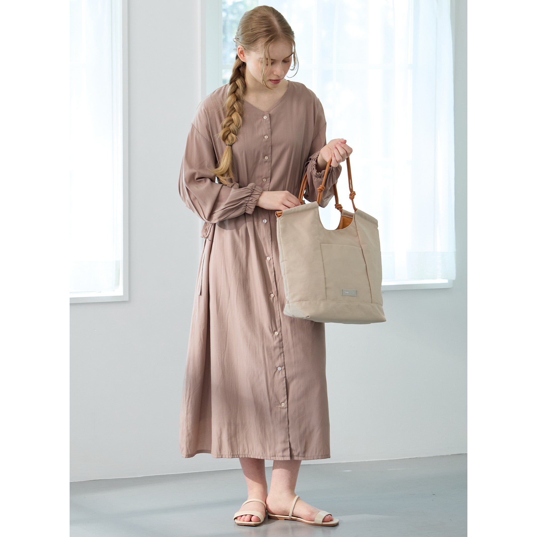 *nap ロープハンドルトートバッグ/通勤/デイリー/お出かけ/トートバッグ/ナイロン/A4対応/はっ水/軽量