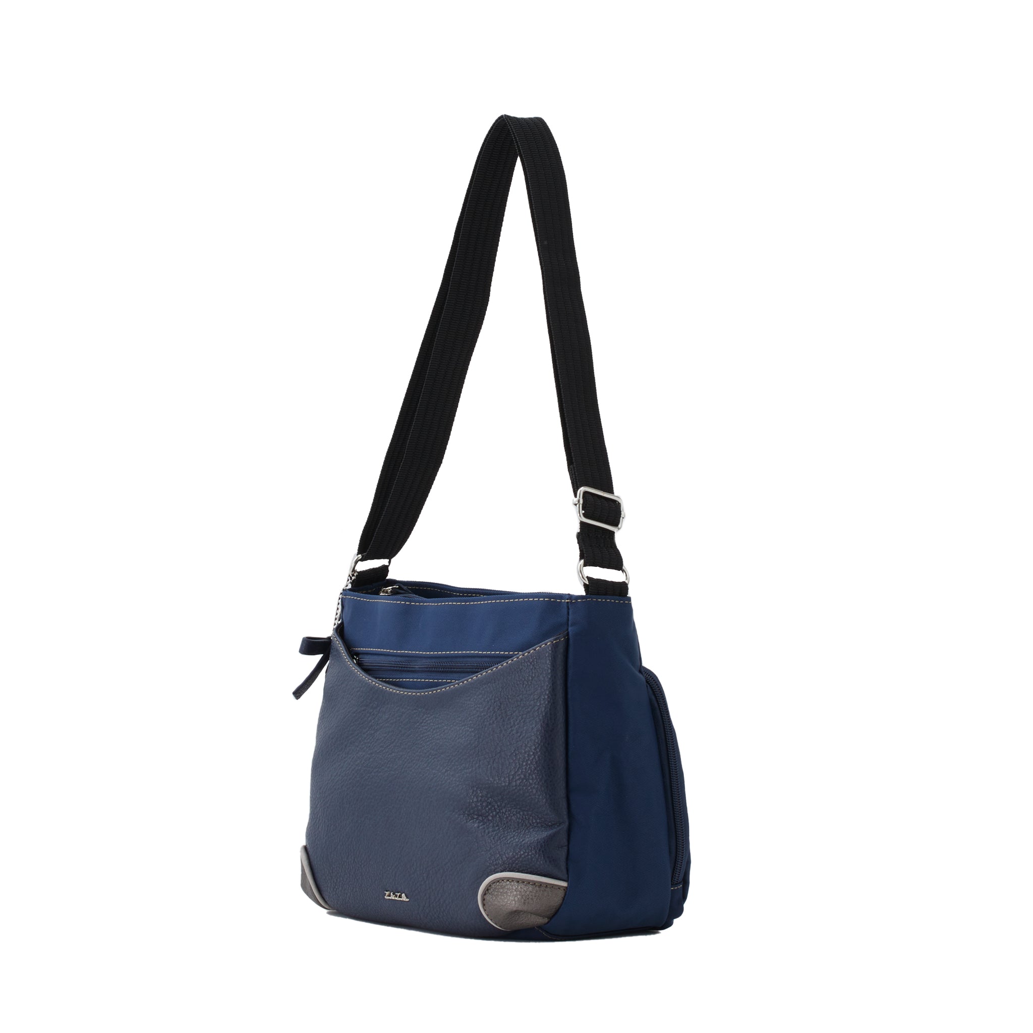 シワナイロンリボン猫チャーム付きショルダーバッグ 斜め