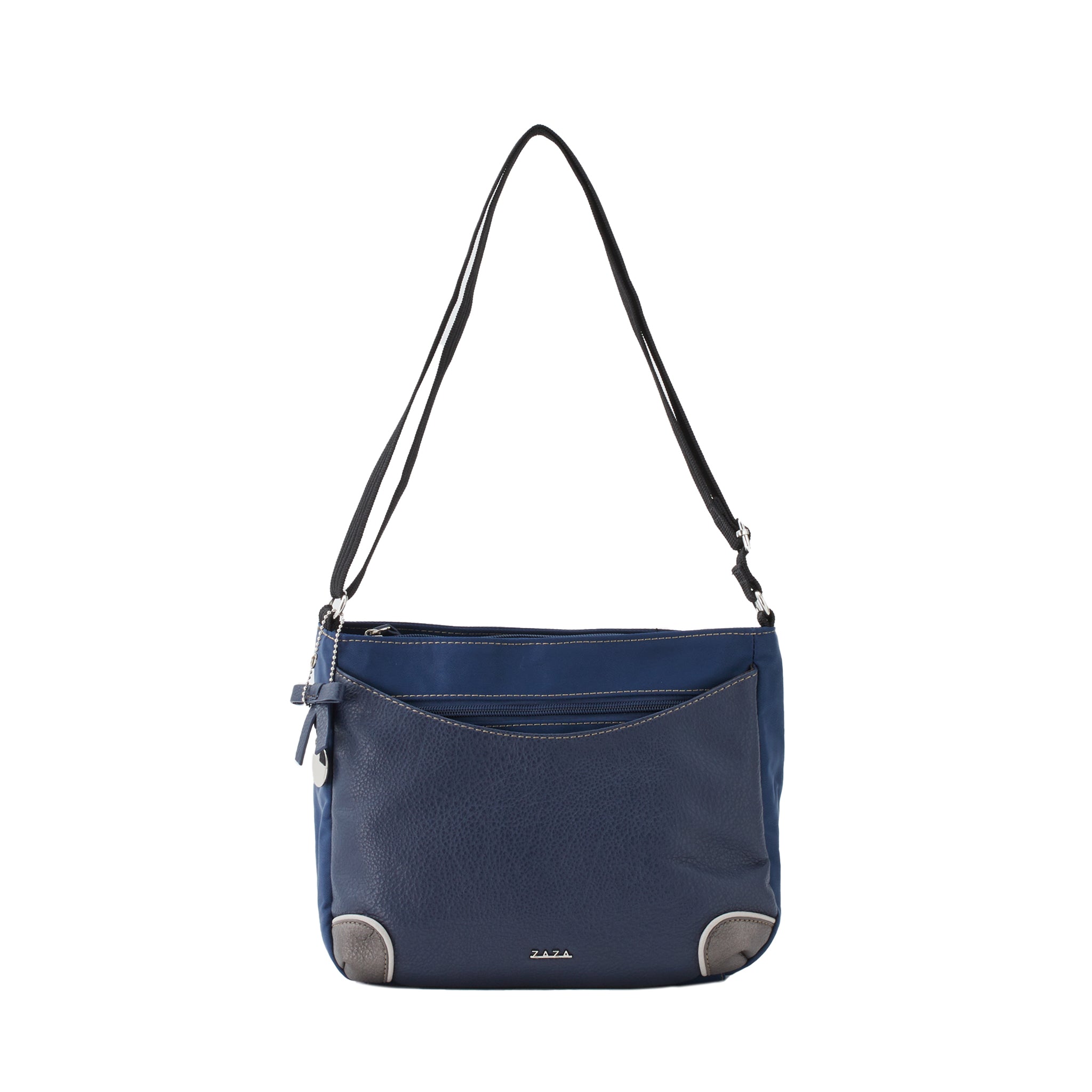 シワナイロンリボン猫チャーム付きショルダーバッグ ネイビー