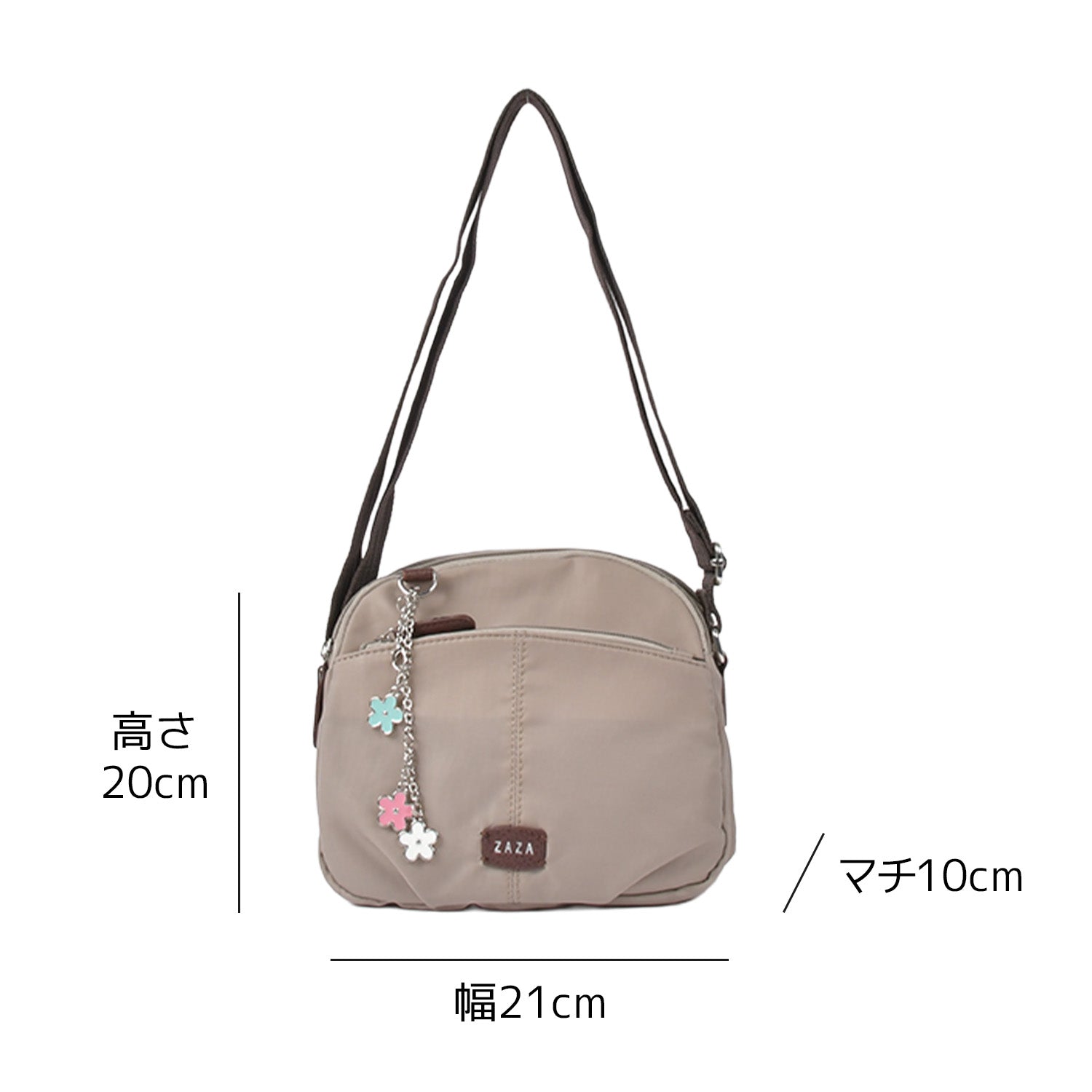 ZAZA ツイルナイロン花チャーム付きショルダーバッグ EL5999