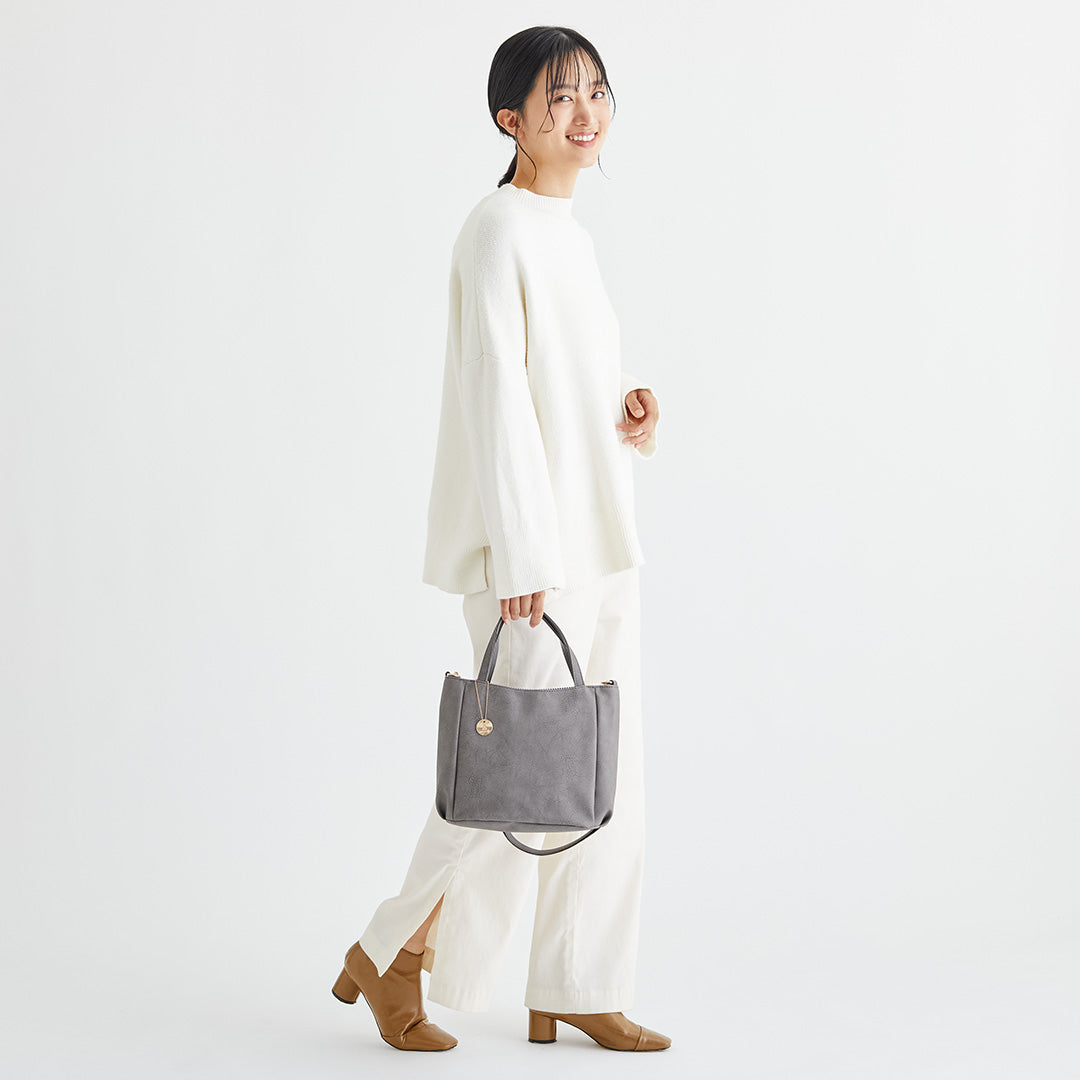 時短バッグ 合皮2wayハンドバッグ EL7158