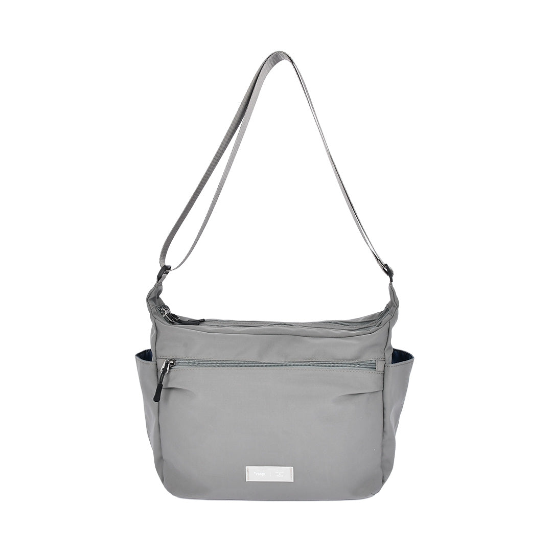 *nap 2層ショルダーバッグ グレー/通勤/デイリー/お出かけ/トートバッグ/ナイロン/はっ水/軽量/多収納