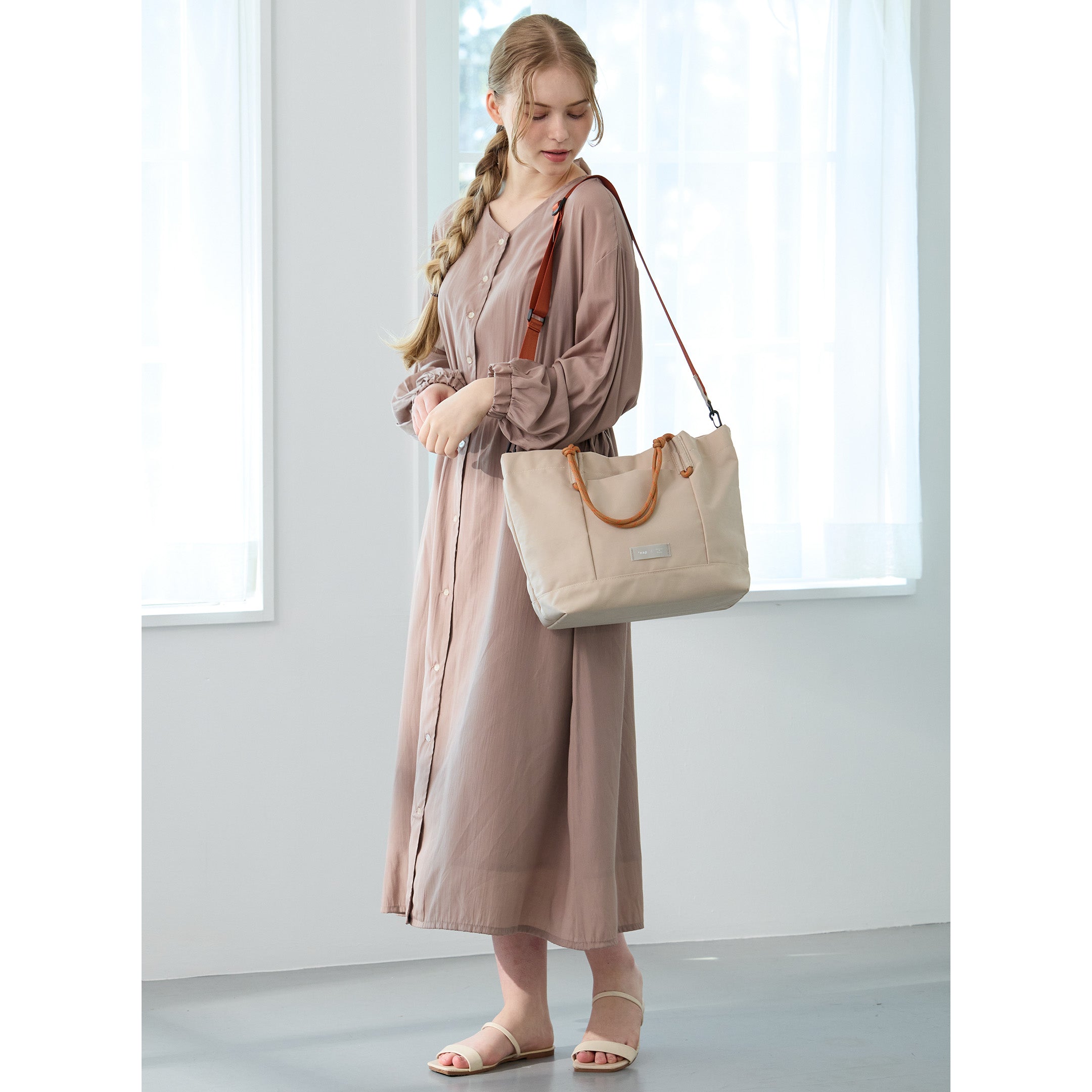 *nap ロープハンドル2wayハンドバッグ/通勤/デイリー/お出かけ/2way/ナイロン/A4対応/はっ水/軽量/ショルダーベルト付き