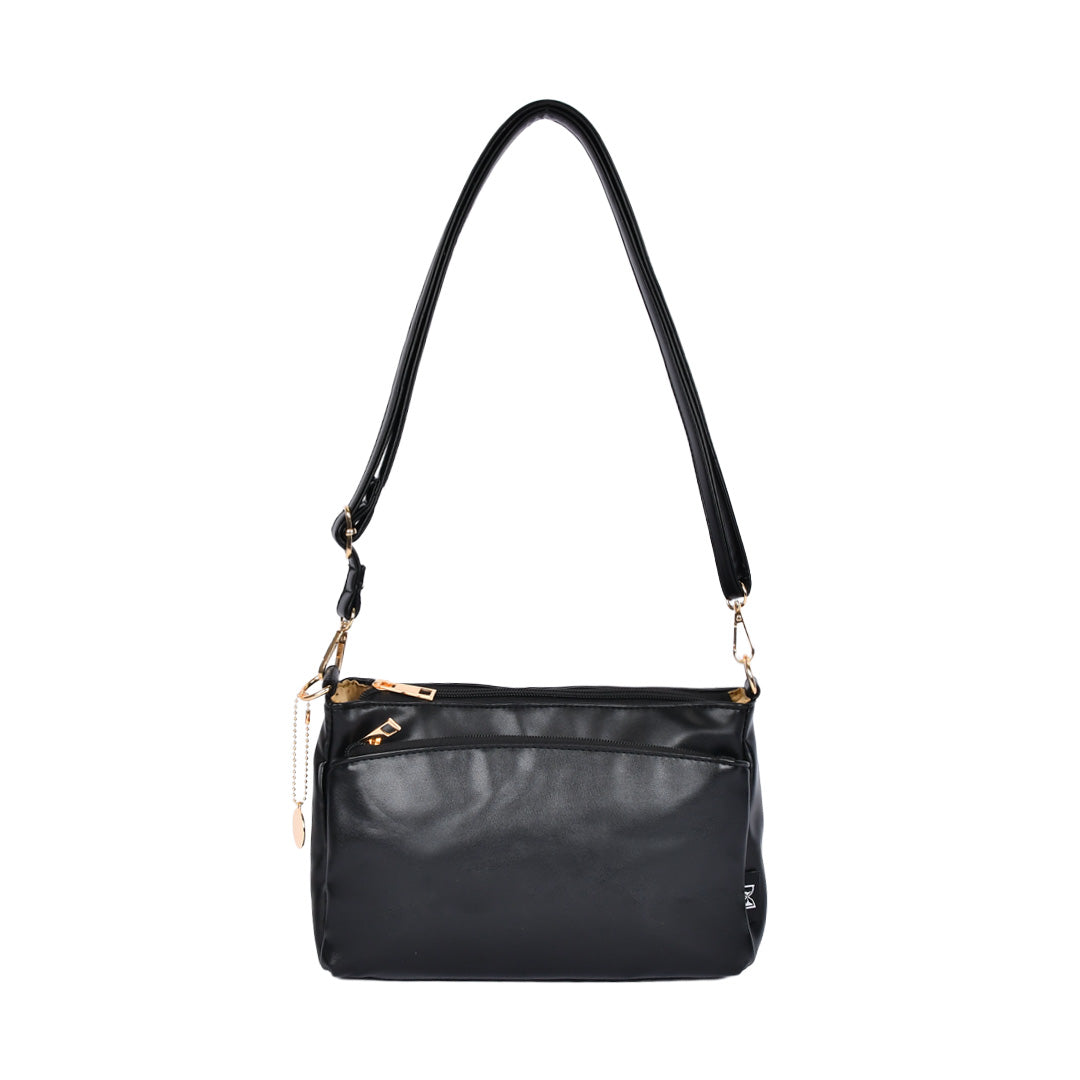 ブラック合皮ショルダーバッグ 正面